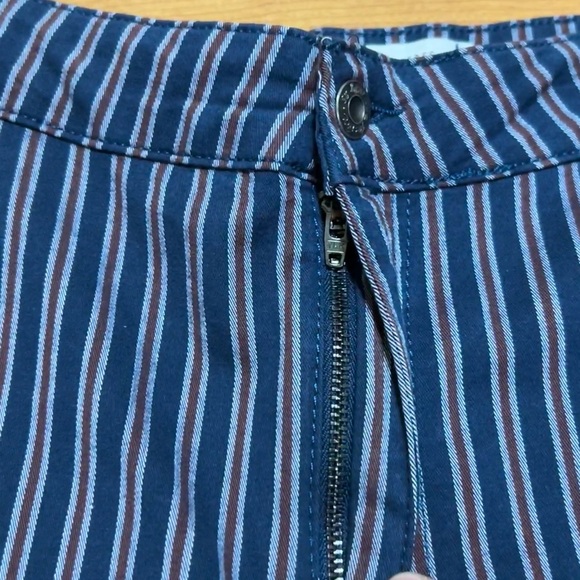 Free People Navy Blue Red Grey Striped High Waisted Skinny Ankle Pants Size 27 - Picture 6 of 11